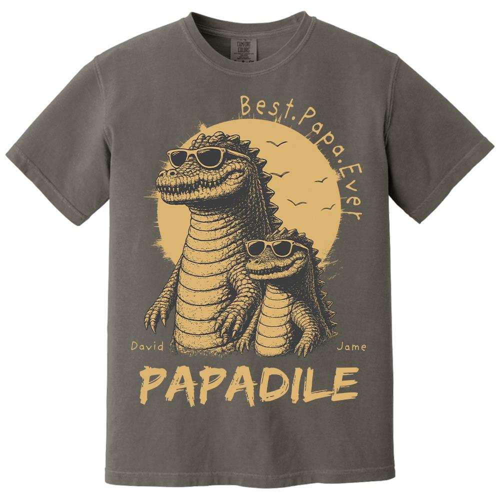 Best Dad Ever -Personalized Dad Crocodile Shirt with Custom Kids Names, Funny Grandpa Family T Shirt for Dad Papa Na02 Hv01