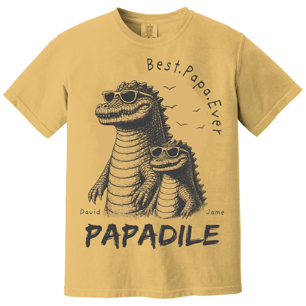 Best Dad Ever -Personalized Dad Crocodile Shirt with Custom Kids Names, Funny Grandpa Family T Shirt for Dad Papa Na02 Hv01