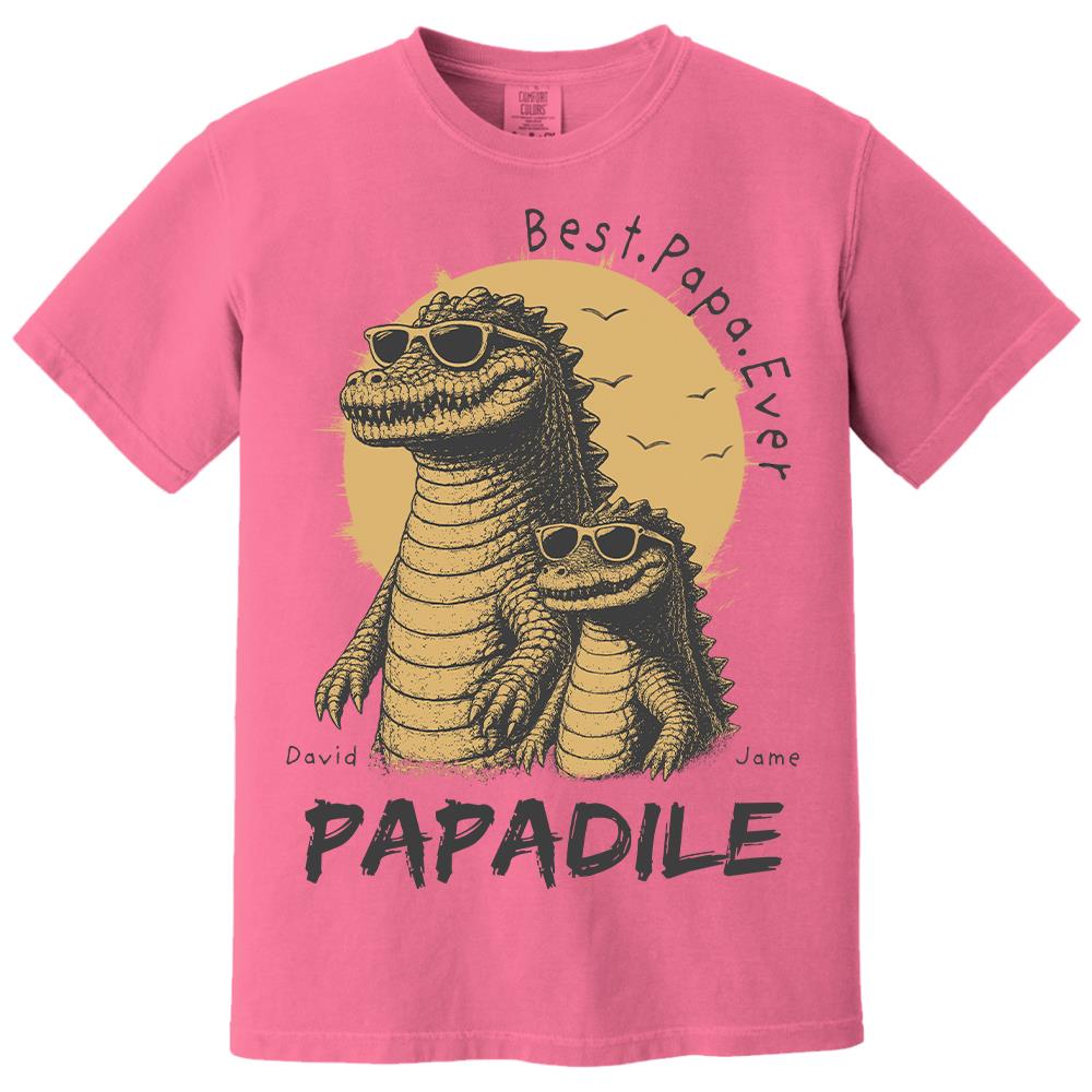 Best Dad Ever -Personalized Dad Crocodile Shirt with Custom Kids Names, Funny Grandpa Family T Shirt for Dad Papa Na02 Hv01