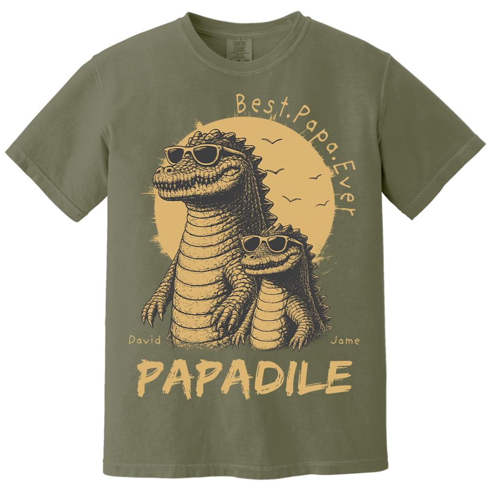 Best Dad Ever -Personalized Dad Crocodile Shirt with Custom Kids Names, Funny Grandpa Family T Shirt for Dad Papa Na02 Hv01