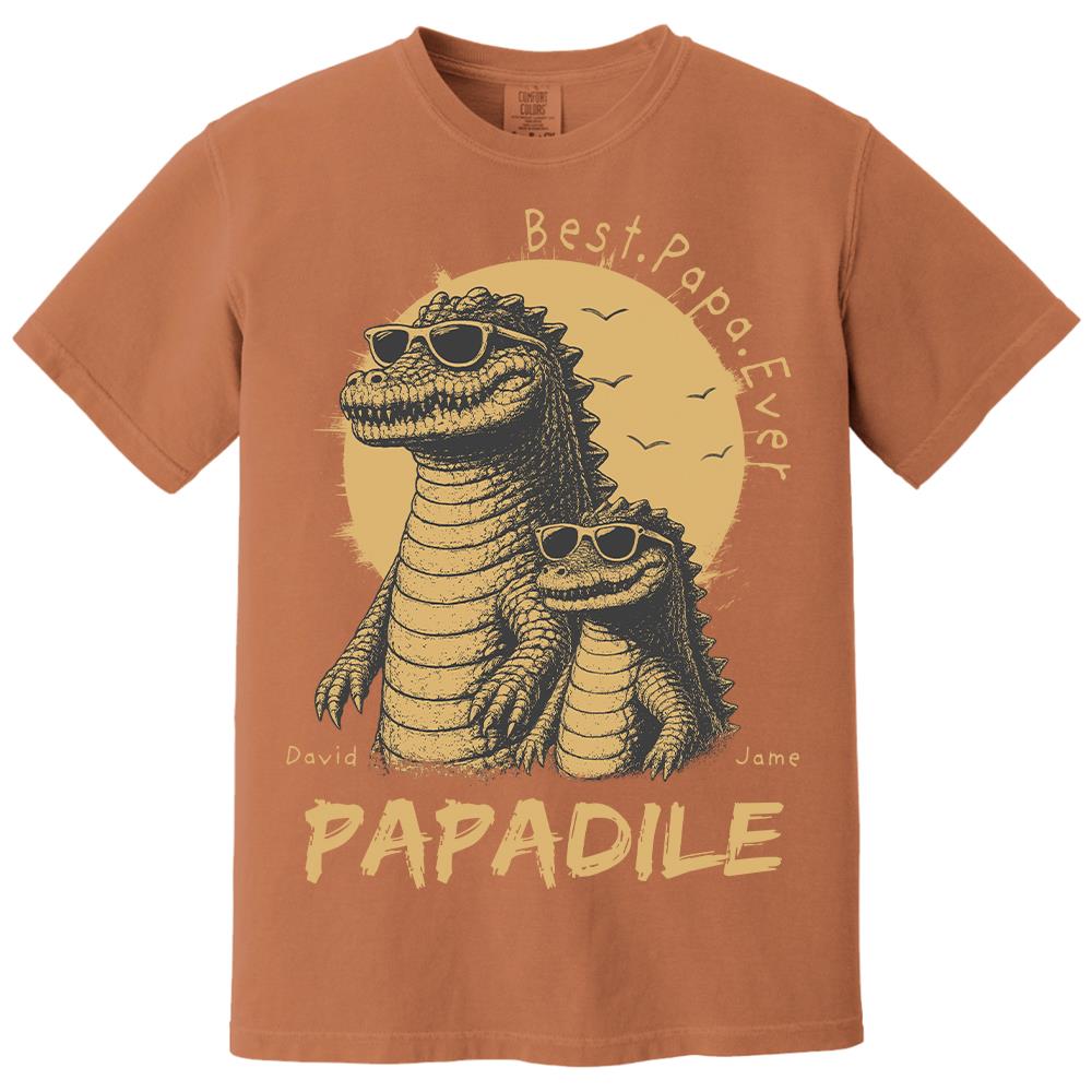 Best Dad Ever -Personalized Dad Crocodile Shirt with Custom Kids Names, Funny Grandpa Family T Shirt for Dad Papa Na02 Hv01