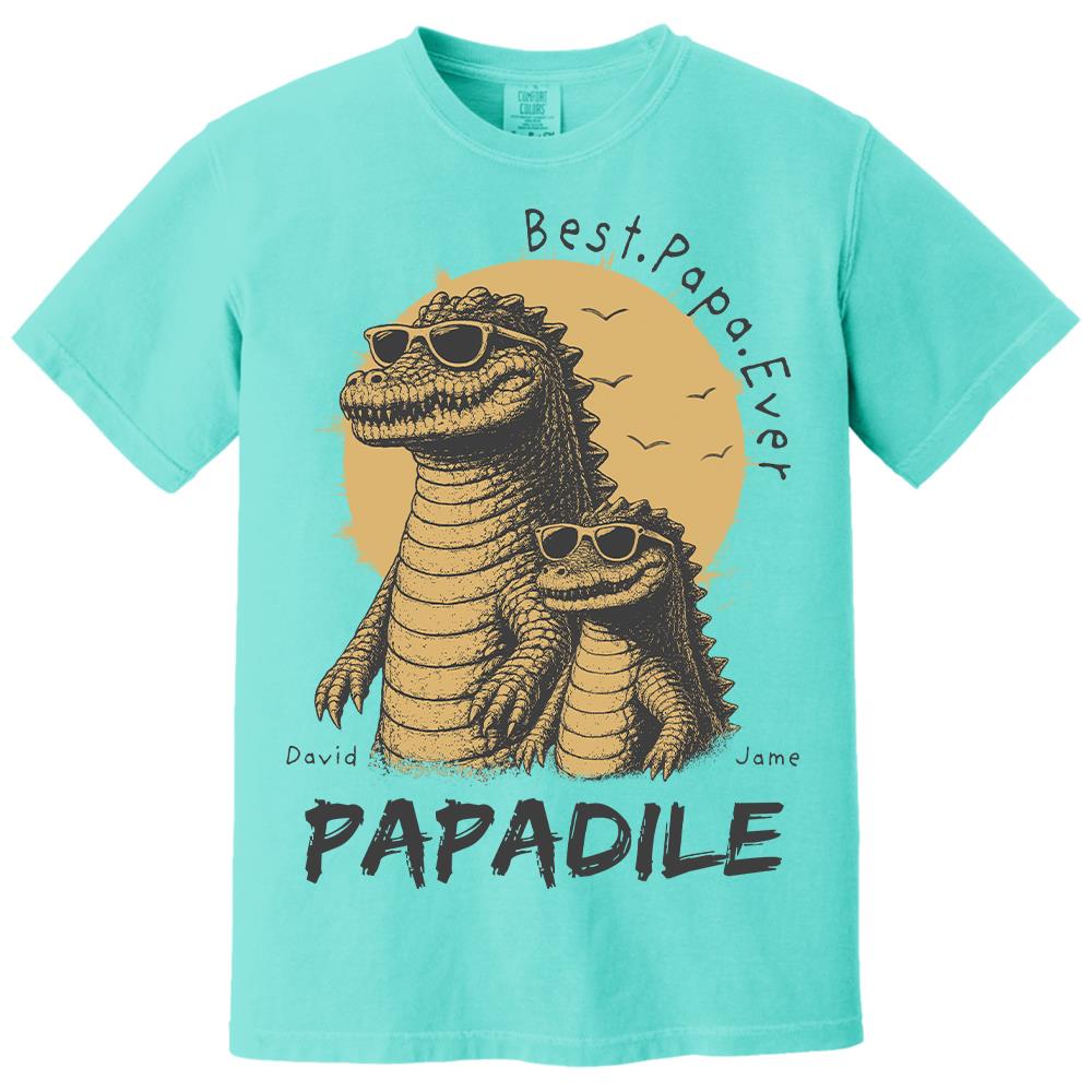 Best Dad Ever -Personalized Dad Crocodile Shirt with Custom Kids Names, Funny Grandpa Family T Shirt for Dad Papa Na02 Hv01