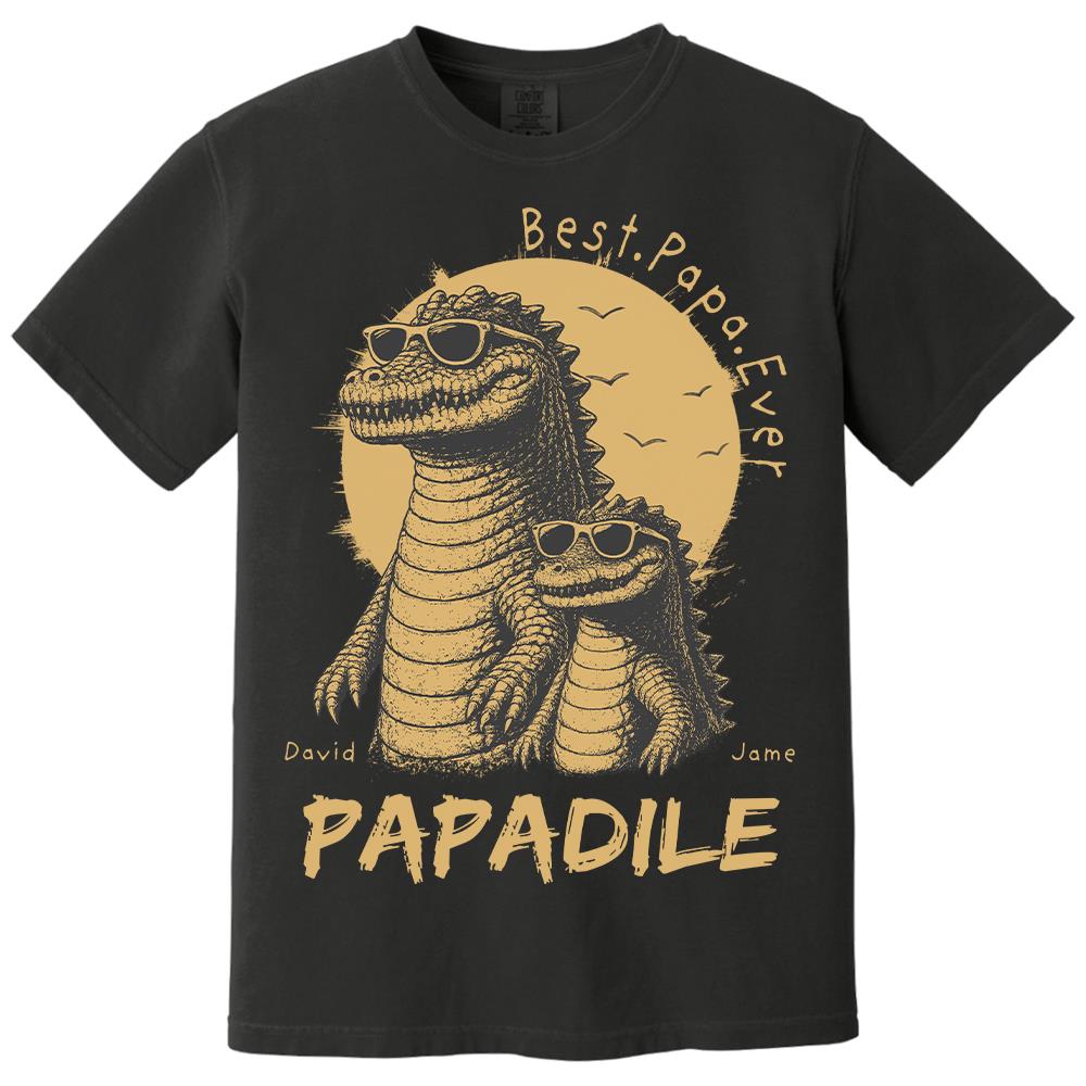 Best Dad Ever -Personalized Dad Crocodile Shirt with Custom Kids Names, Funny Grandpa Family T Shirt for Dad Papa Na02 Hv01