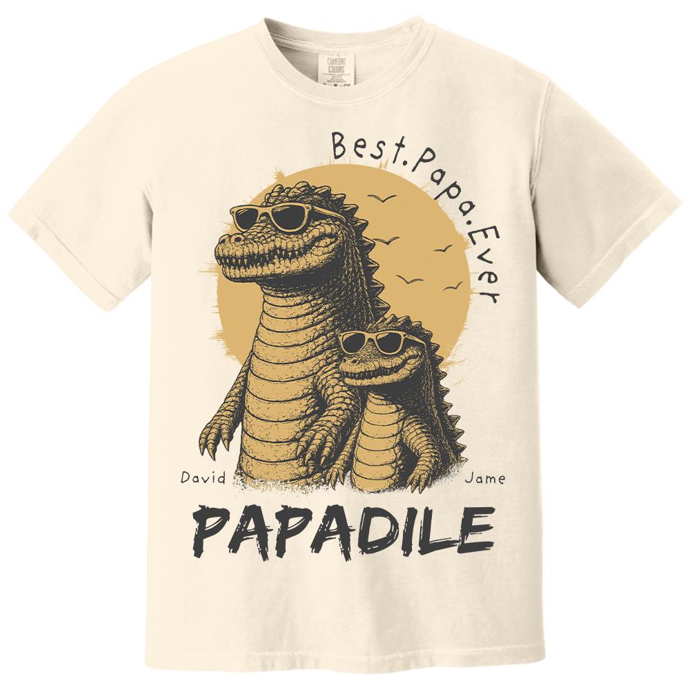Best Dad Ever -Personalized Dad Crocodile Shirt with Custom Kids Names, Funny Grandpa Family T Shirt for Dad Papa Na02 Hv01