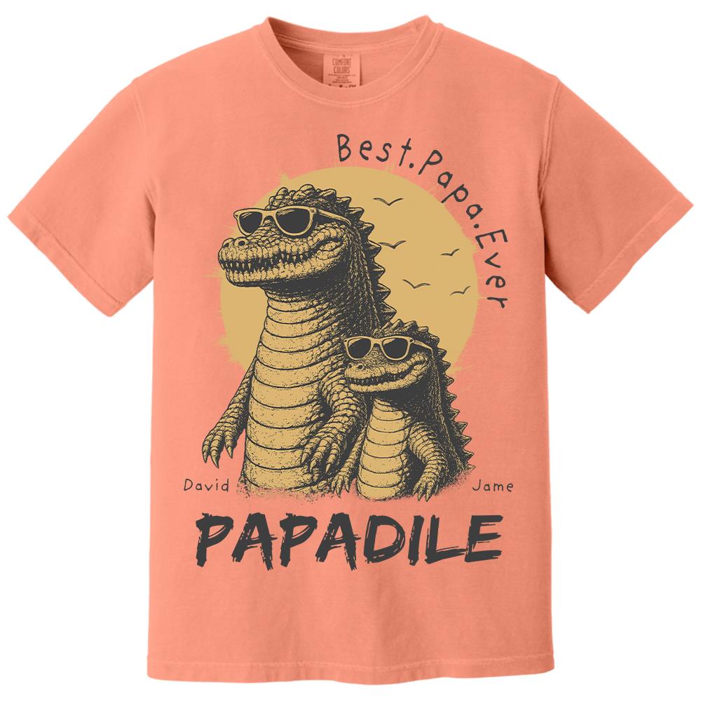 Best Dad Ever -Personalized Dad Crocodile Shirt with Custom Kids Names, Funny Grandpa Family T Shirt for Dad Papa Na02 Hv01