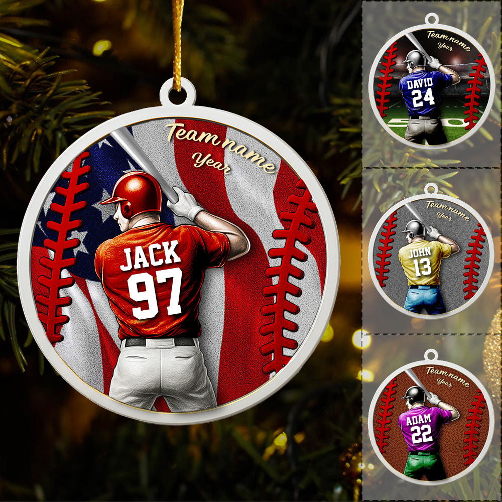 Personalized Baseball Sports Ornaments, Custom Baseball Player Ornament, Baseball Fan Gift, Personalized Baseball Player Keepsake, Sports Lovers Gift Pt99