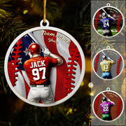 Personalized Baseball Sports Ornaments, Custom Baseball Player Ornament, Baseball Fan Gift, Personalized Baseball Player Keepsake, Sports Lovers Gift Pt99