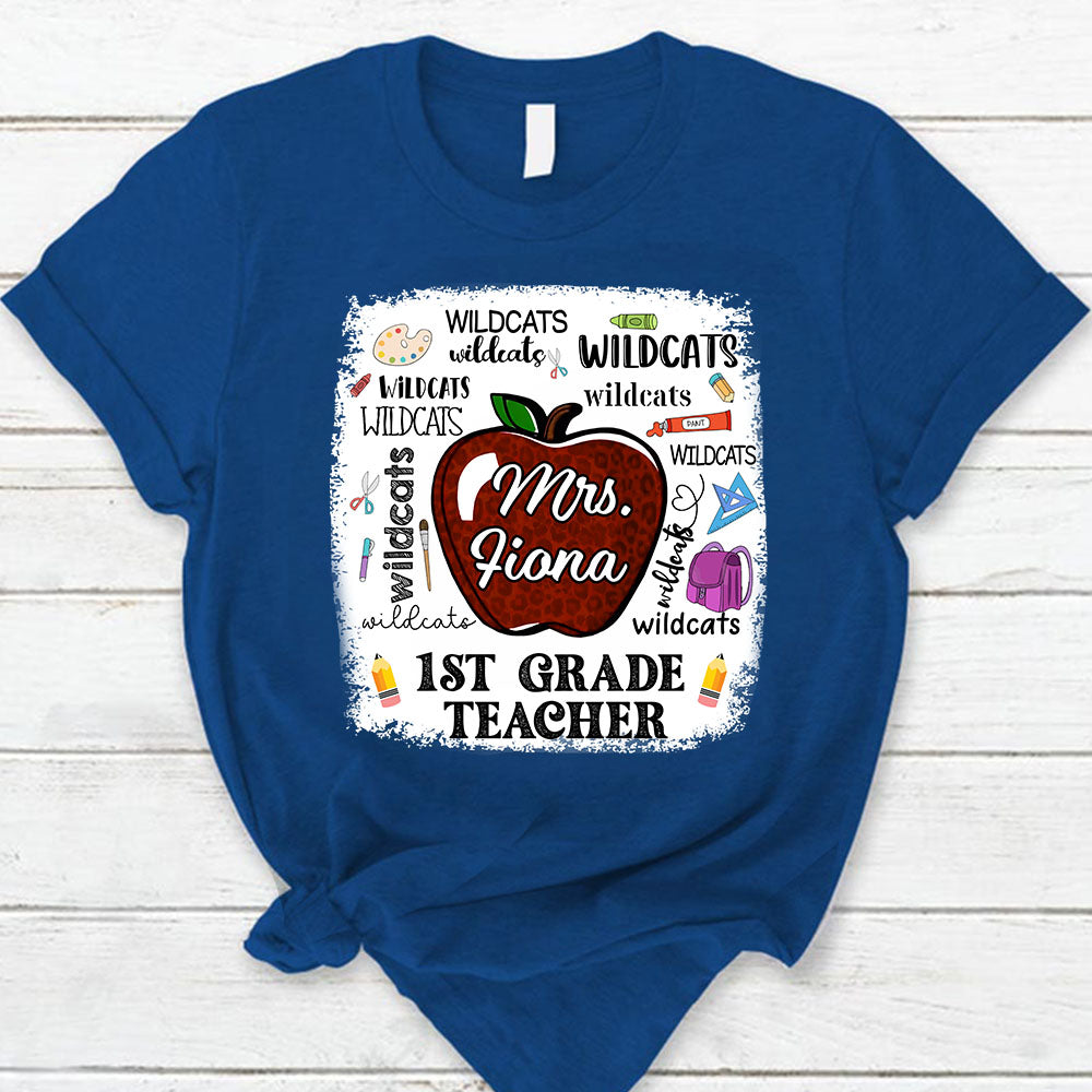 Personalized School Mascot Apple Custom Name T-Shirt