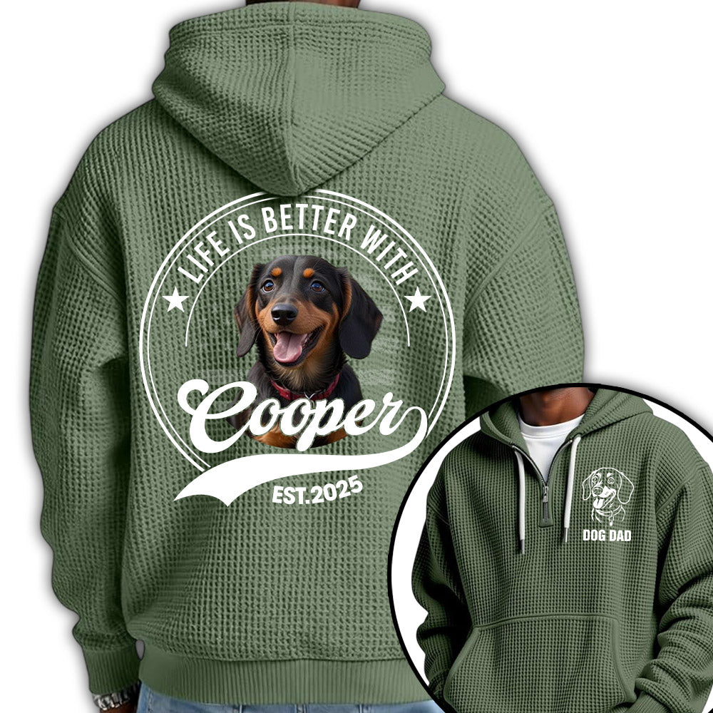 Life Is Better With A Dog Personalized Dog's Photo Quarter Zip Hoodie, Gift For Dog Lovers Tu24 Pt99