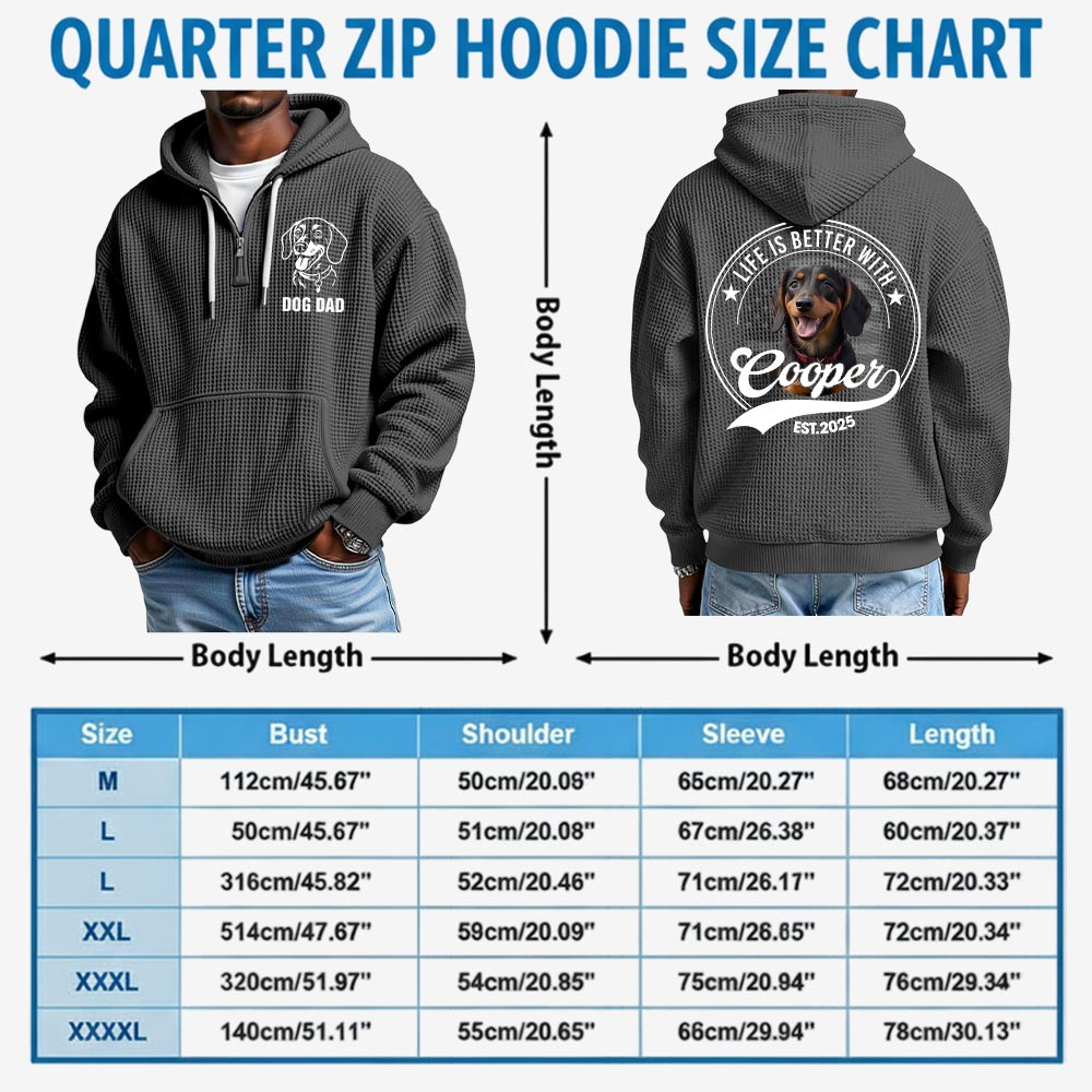 Life Is Better With A Dog Personalized Dog's Photo Quarter Zip Hoodie, Gift For Dog Lovers Tu24 Pt99