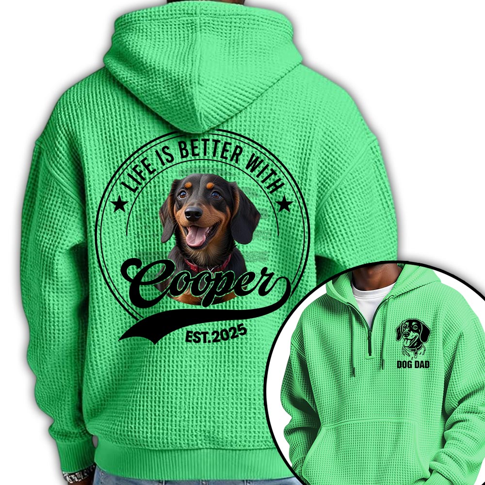 Life Is Better With A Dog Personalized Dog's Photo Quarter Zip Hoodie, Gift For Dog Lovers Tu24 Pt99