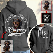 Life Is Better With A Dog Personalized Dog's Photo Quarter Zip Hoodie, Gift For Dog Lovers Tu24 Pt99
