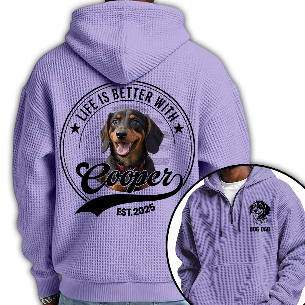 Life Is Better With A Dog Personalized Dog's Photo Quarter Zip Hoodie, Gift For Dog Lovers Tu24 Pt99