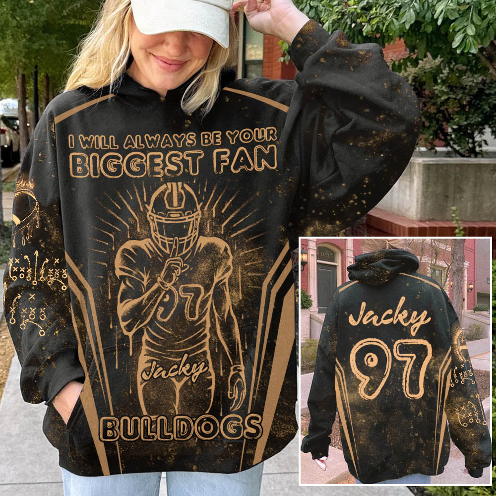 I Will Always Be Your Biggest fan Persionalized Custom Bleach Style Football Player Football Shirt Gift For Football Family Tu24 Pt99