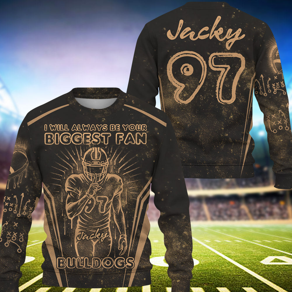 I Will Always Be Your Biggest fan Persionalized Custom Bleach Style Football Player Football Shirt Gift For Football Family Tu24 Pt99