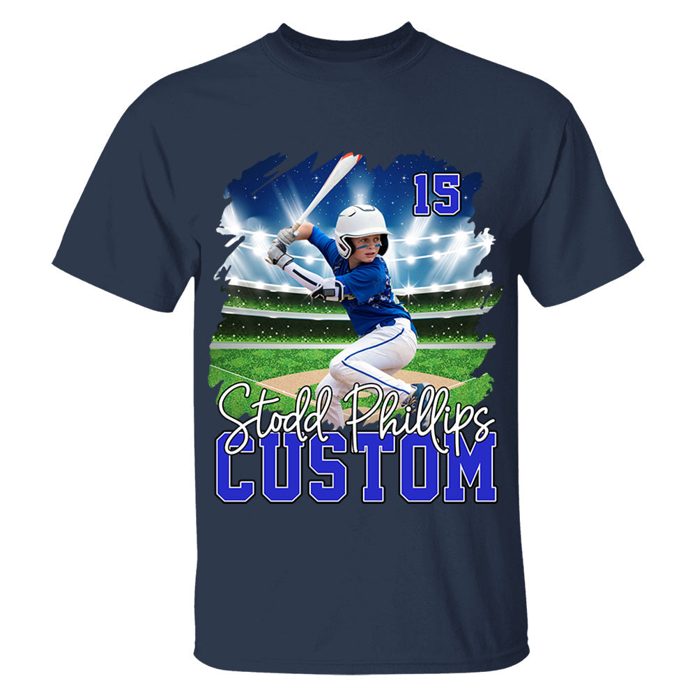 Custom Photo BaseBall Player And Team Name Shirt - Personalized Photo Sports Shirt