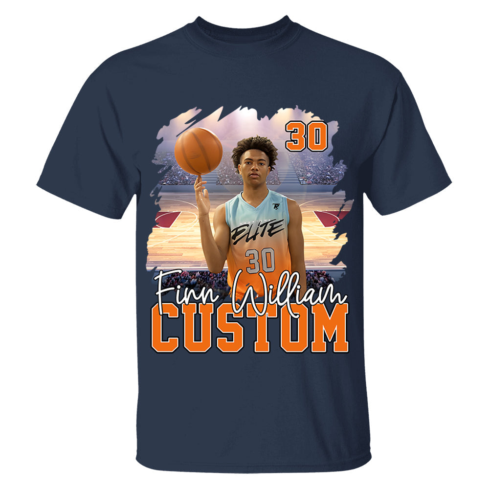 Custom Photo Basketball Player And Team Name Shirt - Personalized Photo Sports Shirt