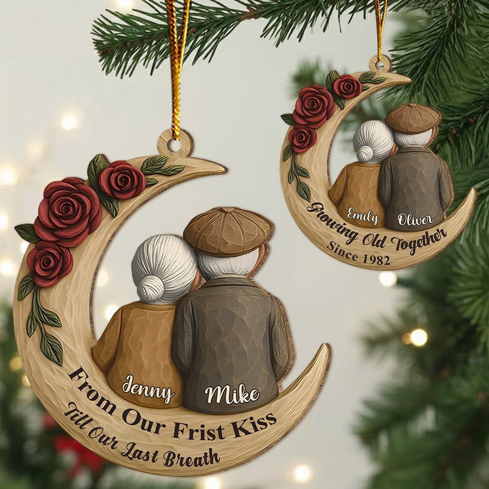 From Our First Kiss Till Our Last Breath Persionalized Custom 1 Layered Wood Couple Ornament Tu24 Li29