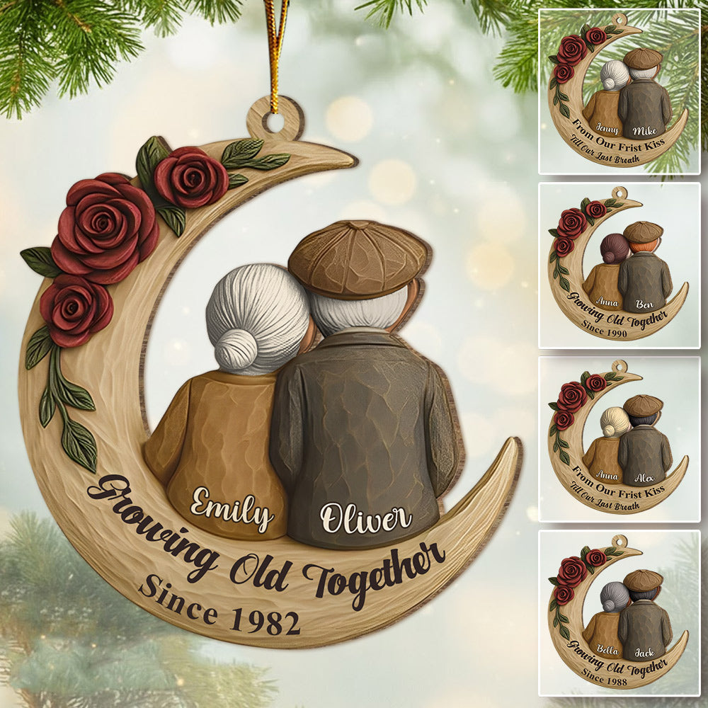 From Our First Kiss Till Our Last Breath Persionalized Custom 1 Layered Wood Couple Ornament Tu24 Li29