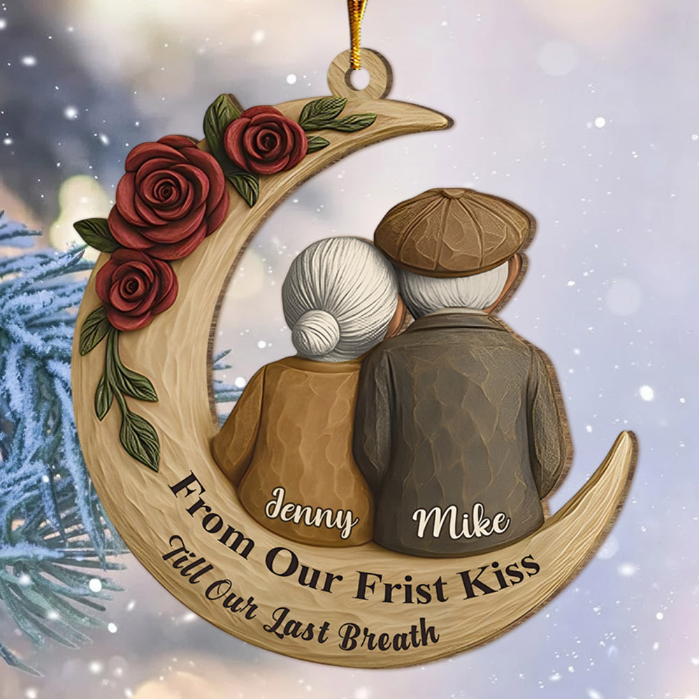 From Our First Kiss Till Our Last Breath Persionalized Custom 1 Layered Wood Couple Ornament Tu24 Li29