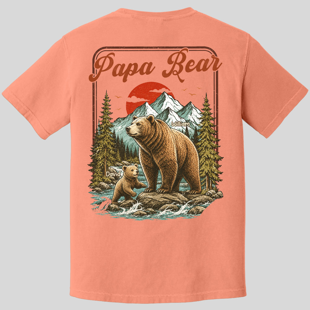 Personalized Papa Bear T-Shirt Father Day Gifts for Dad Funny Papa Tshirt Cool Daddy Bear Vintage Retro Shirt for Men Pt99