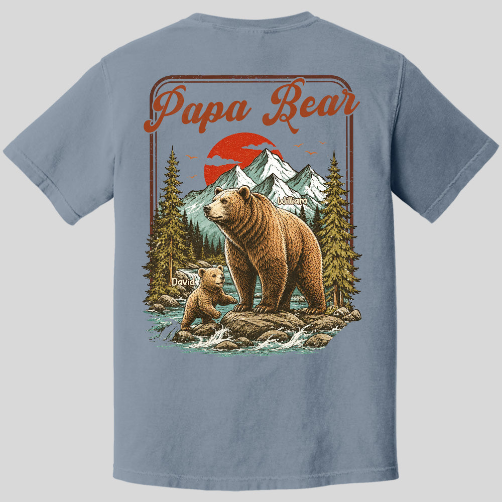 Personalized Papa Bear T-Shirt Father Day Gifts for Dad Funny Papa Tshirt Cool Daddy Bear Vintage Retro Shirt for Men Pt99