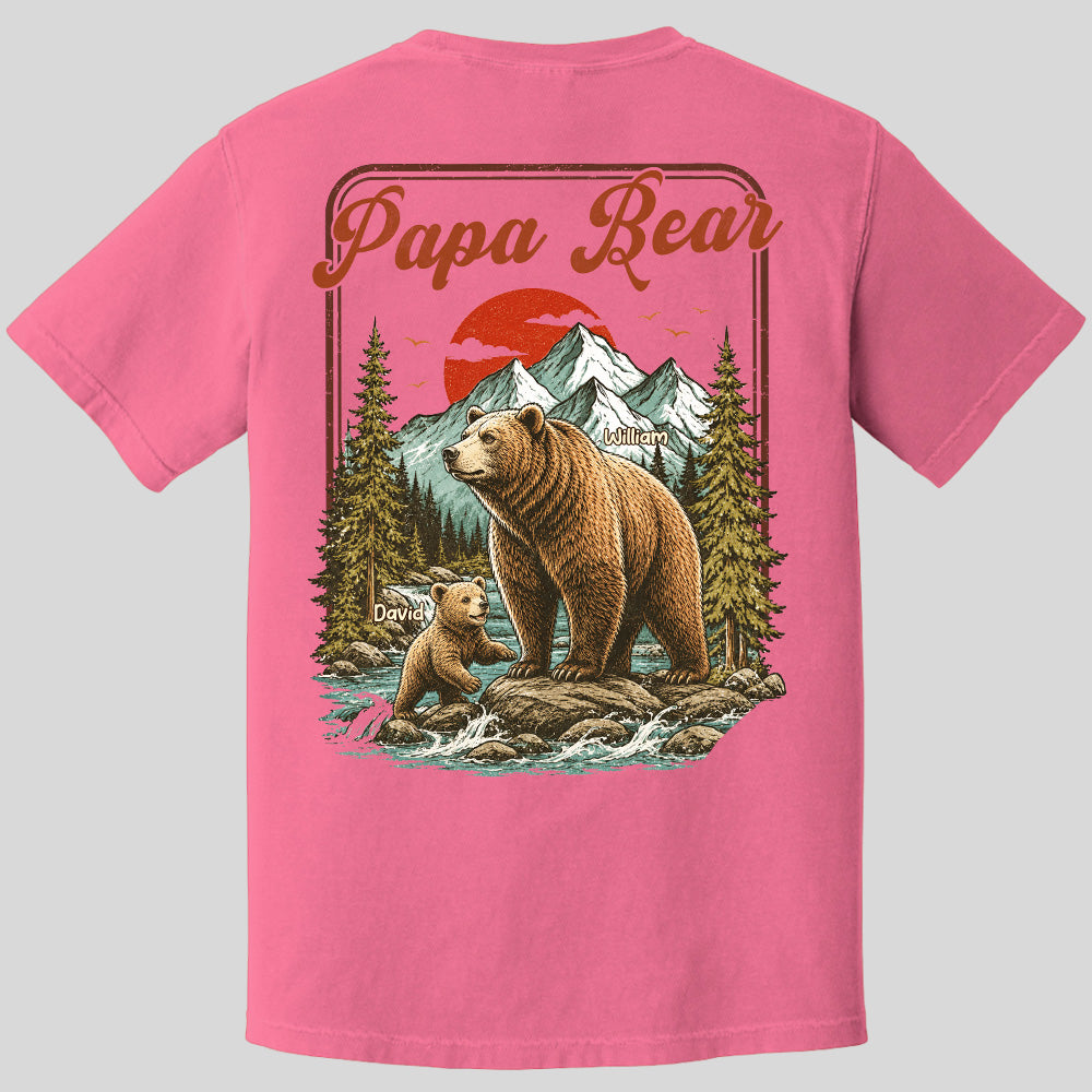 Personalized Papa Bear T-Shirt Father Day Gifts for Dad Funny Papa Tshirt Cool Daddy Bear Vintage Retro Shirt for Men Pt99