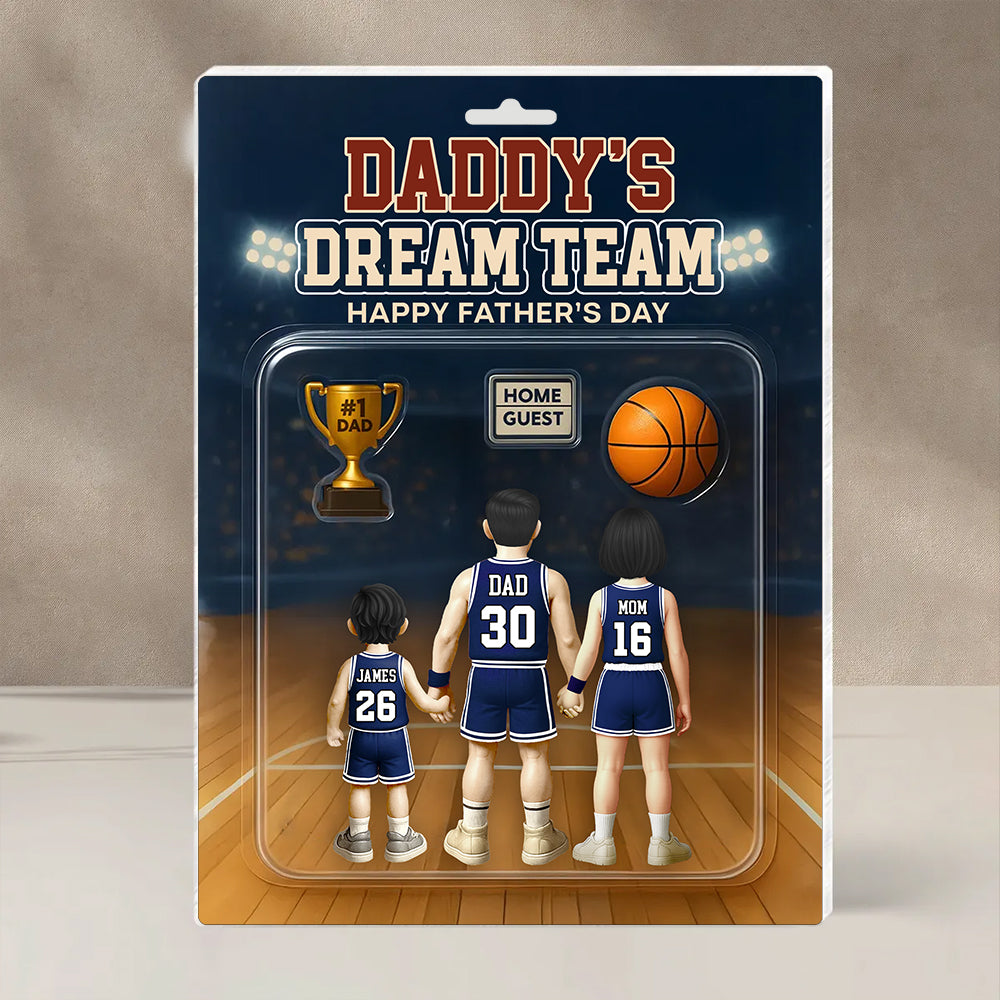 Daddy's Dream Team, Basketball Custom Figure Personalized Acrylic Block Plaque, Gift For Dad A2110  Hv01