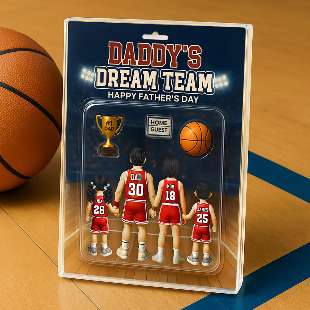 Daddy's Dream Team, Basketball Custom Figure Personalized Acrylic Block Plaque, Gift For Dad A2110  Hv01
