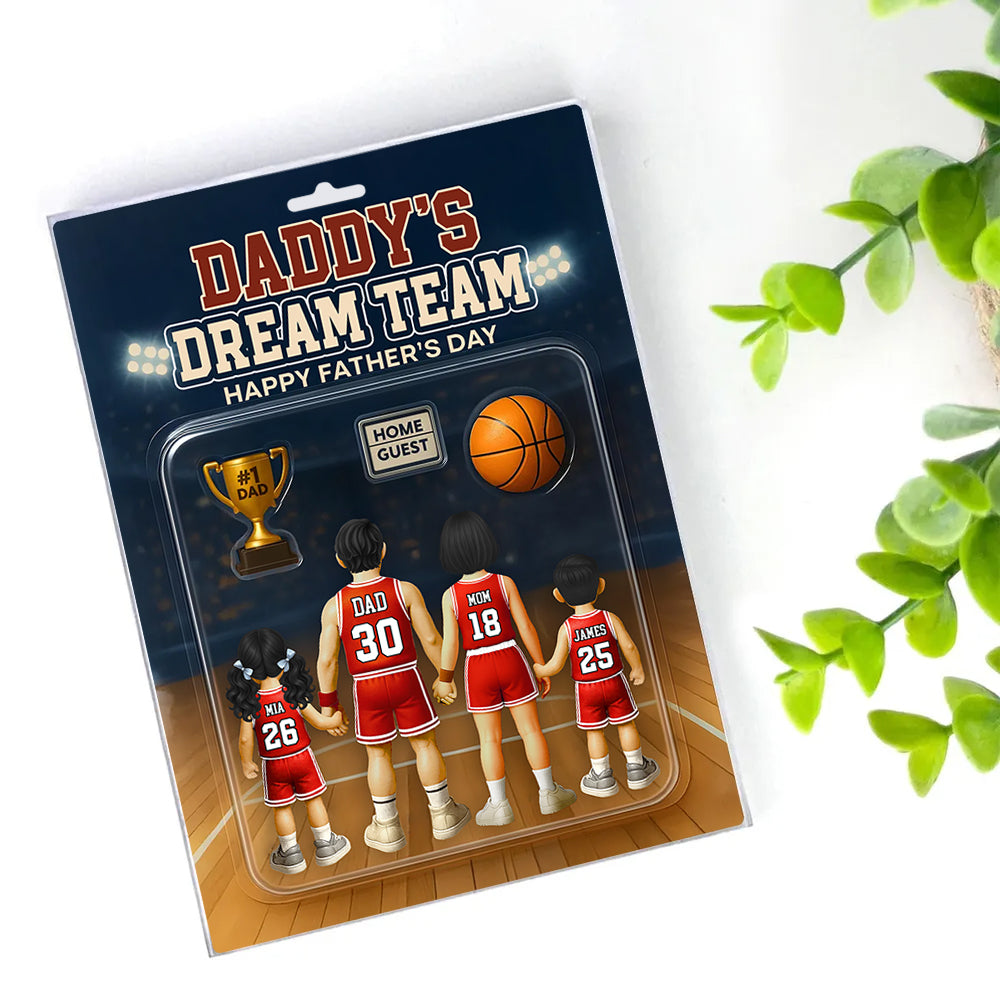 Daddy's Dream Team, Basketball Custom Figure Personalized Acrylic Block Plaque, Gift For Dad A2110  Hv01
