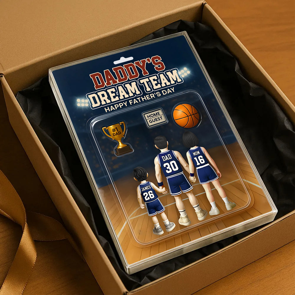 Daddy's Dream Team, Basketball Custom Figure Personalized Acrylic Block Plaque, Gift For Dad A2110  Hv01