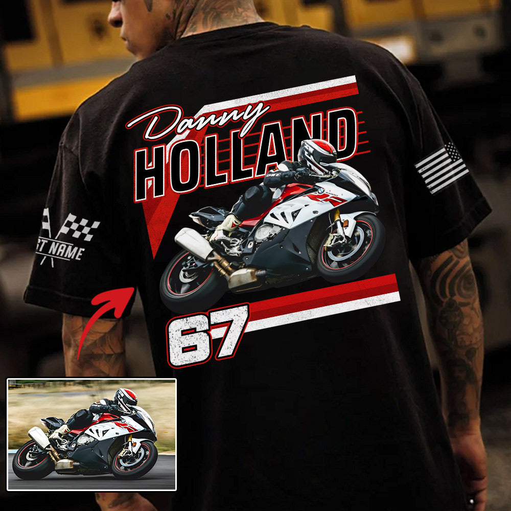 Personalized Motorcycle Racing Shirt, Custom Photo & Name T-shirt A2110 Li29
