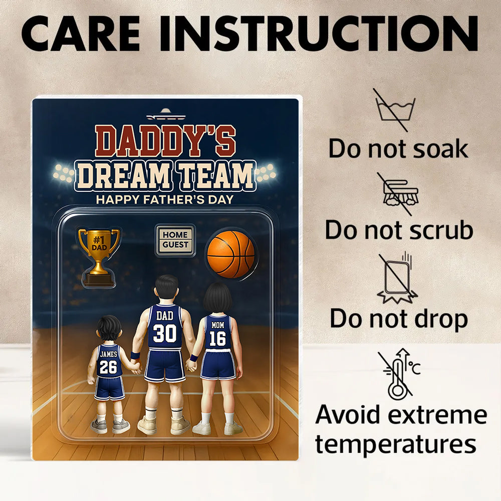 Daddy's Dream Team, Basketball Custom Figure Personalized Acrylic Block Plaque, Gift For Dad A2110  Hv01