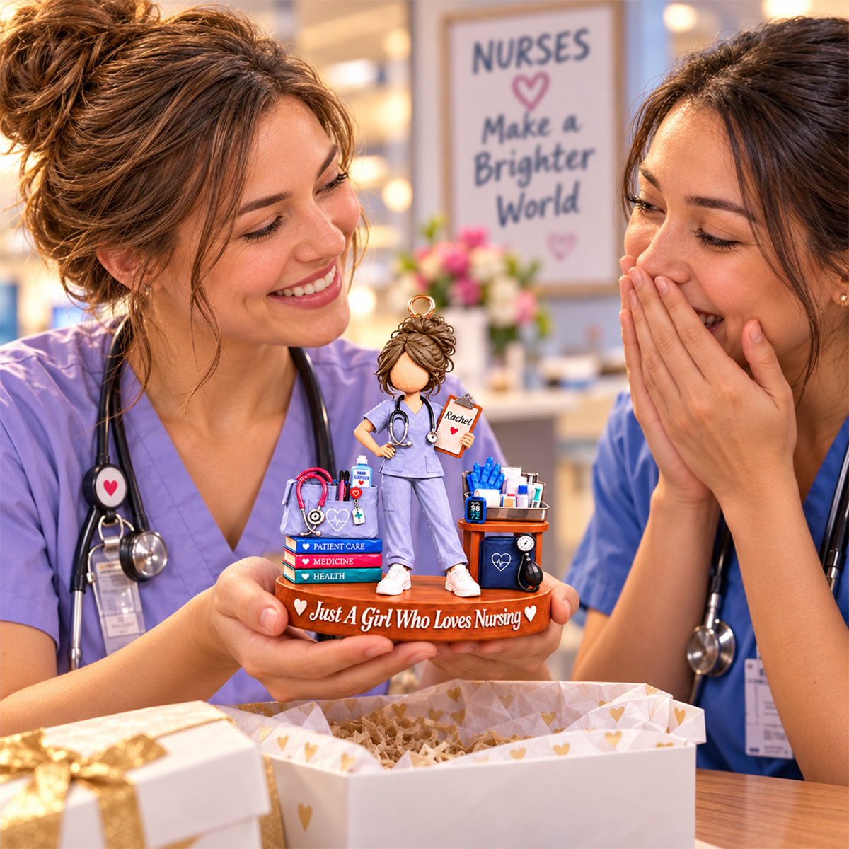Custom Just A Girl Who Loves Nursing Acrylic Ornament, Gift For Nurses L0411 Hv01