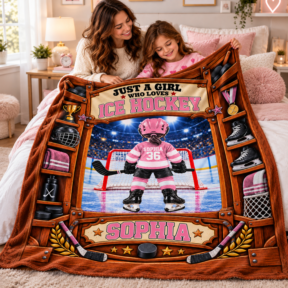 Custom Just A Boy Girl Who Loves Ice Hockey Blanket, Gift For Hockey Lovers L0411 Tm01 KL07