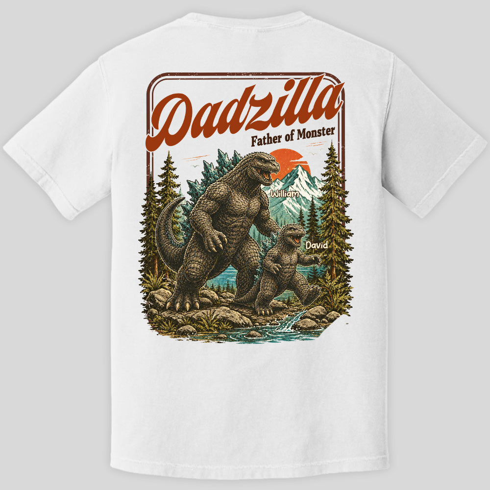 Personalized Dadzilla Father Of Monster T-Shirt Father Day Gifts for Dad Funny Papa Tshirt Cool Daddy Dinosaur Vintage Retro Shirt for Men Pt99