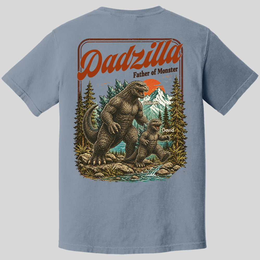 Personalized Dadzilla Father Of Monster T-Shirt Father Day Gifts for Dad Funny Papa Tshirt Cool Daddy Dinosaur Vintage Retro Shirt for Men Pt99
