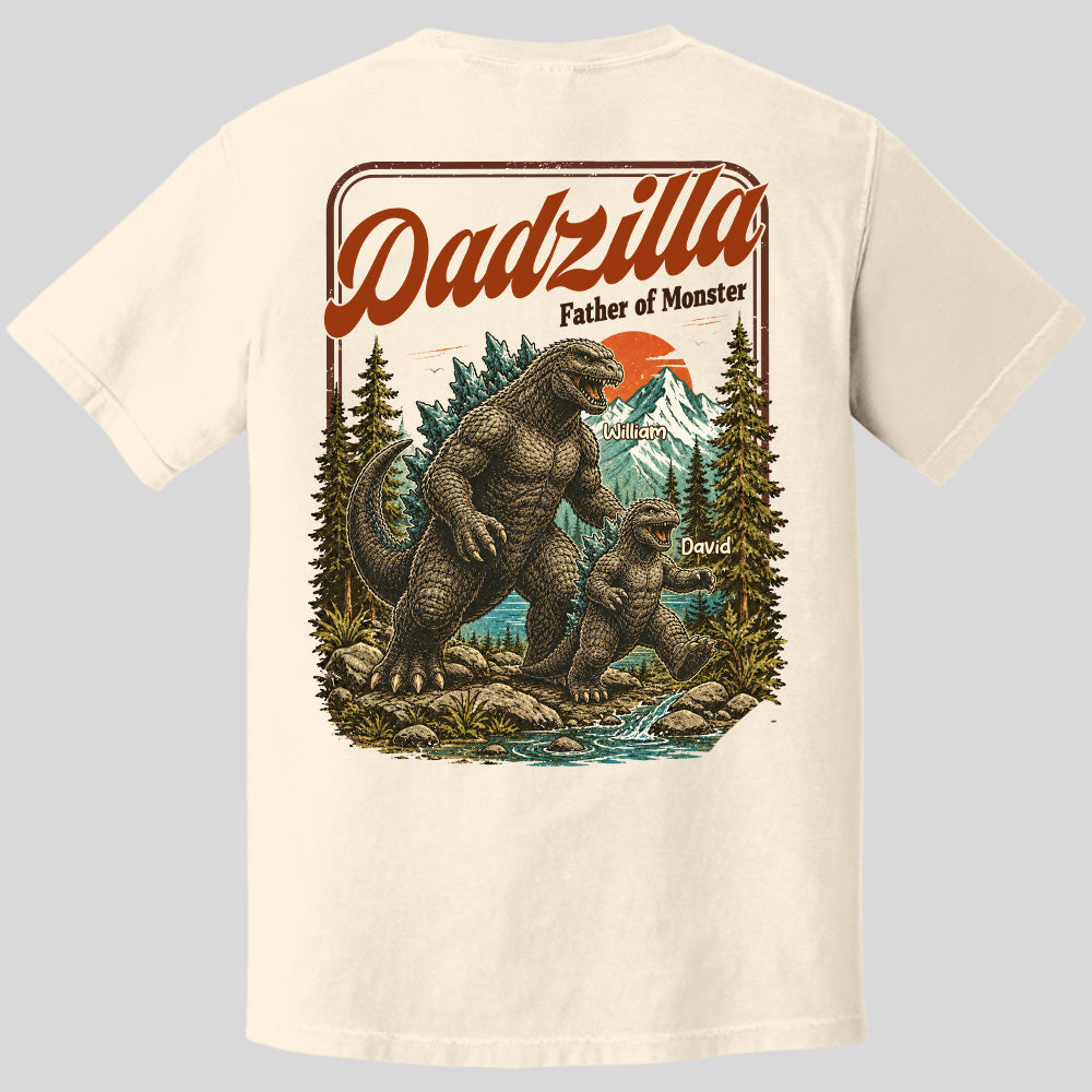 Personalized Dadzilla Father Of Monster T-Shirt Father Day Gifts for Dad Funny Papa Tshirt Cool Daddy Dinosaur Vintage Retro Shirt for Men Pt99
