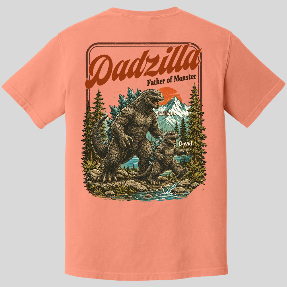 Personalized Dadzilla Father Of Monster T-Shirt Father Day Gifts for Dad Funny Papa Tshirt Cool Daddy Dinosaur Vintage Retro Shirt for Men Pt99