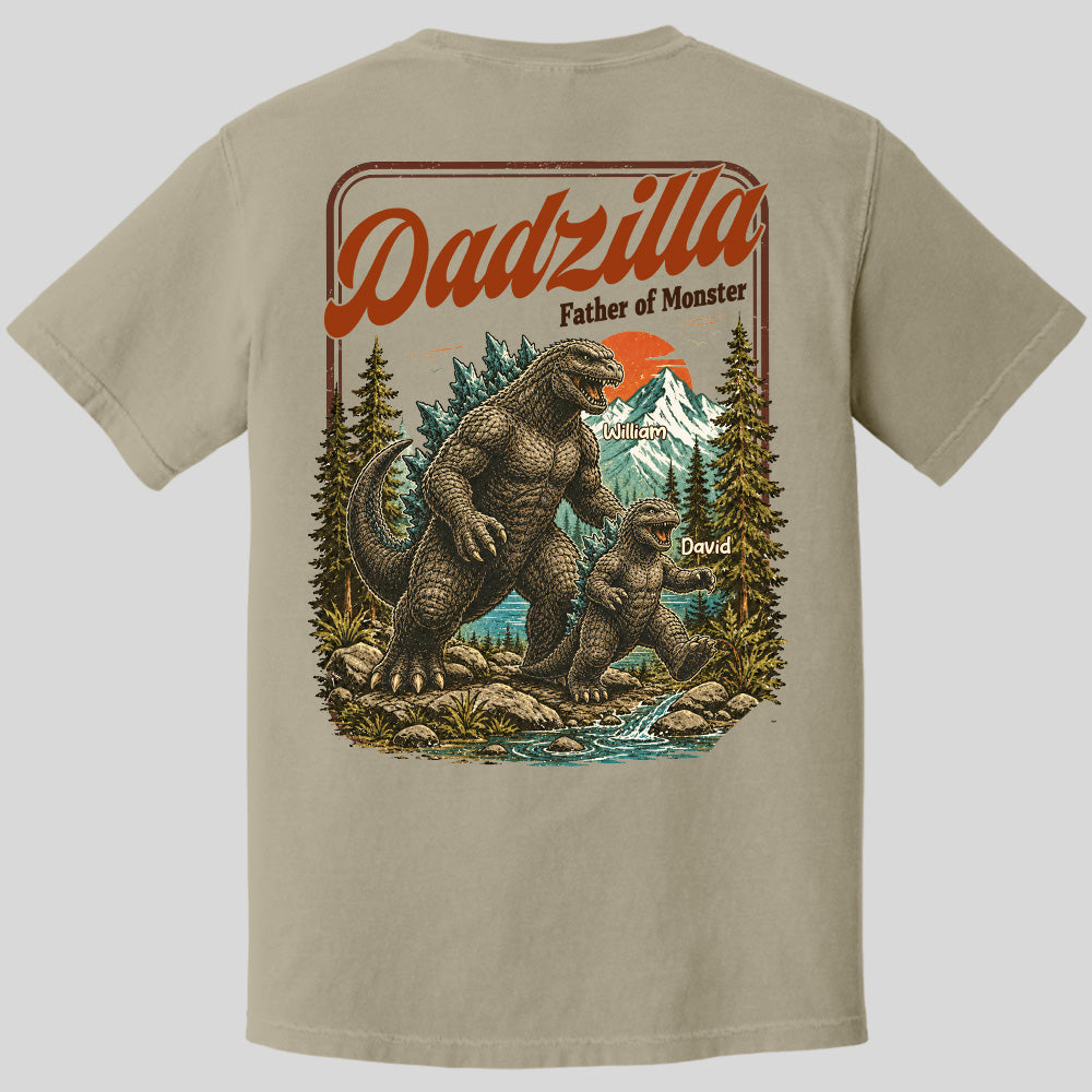 Personalized Dadzilla Father Of Monster T-Shirt Father Day Gifts for Dad Funny Papa Tshirt Cool Daddy Dinosaur Vintage Retro Shirt for Men Pt99