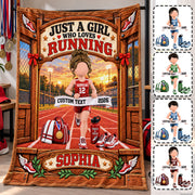 Just A Girl Who Loves Running Blanket, Personalized Running Blanket, Custom Name Running Gift, Gift for Runners Na02 Nh00 KL07