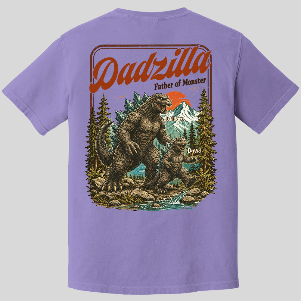 Personalized Dadzilla Father Of Monster T-Shirt Father Day Gifts for Dad Funny Papa Tshirt Cool Daddy Dinosaur Vintage Retro Shirt for Men Pt99