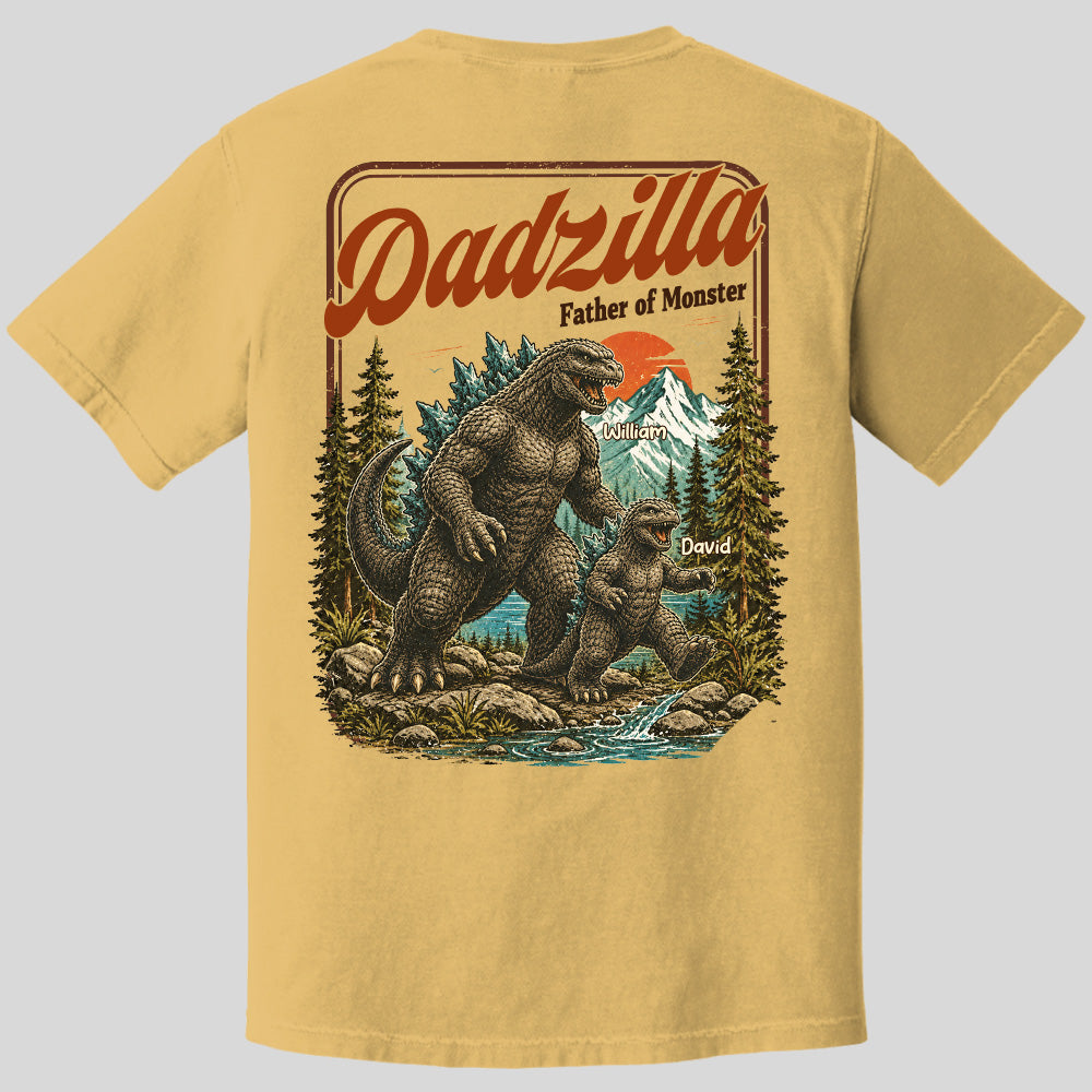 Personalized Dadzilla Father Of Monster T-Shirt Father Day Gifts for Dad Funny Papa Tshirt Cool Daddy Dinosaur Vintage Retro Shirt for Men Pt99