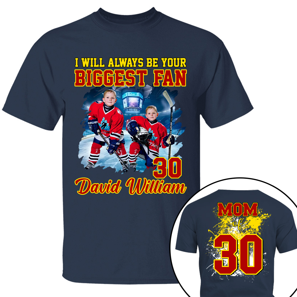 Custom Photo Softball Player I Will Always Be Your Biggest Fan Personalized Ice Hockey Shirt Gift Ice Hockey Mom Ice Hockey Dad GameDay