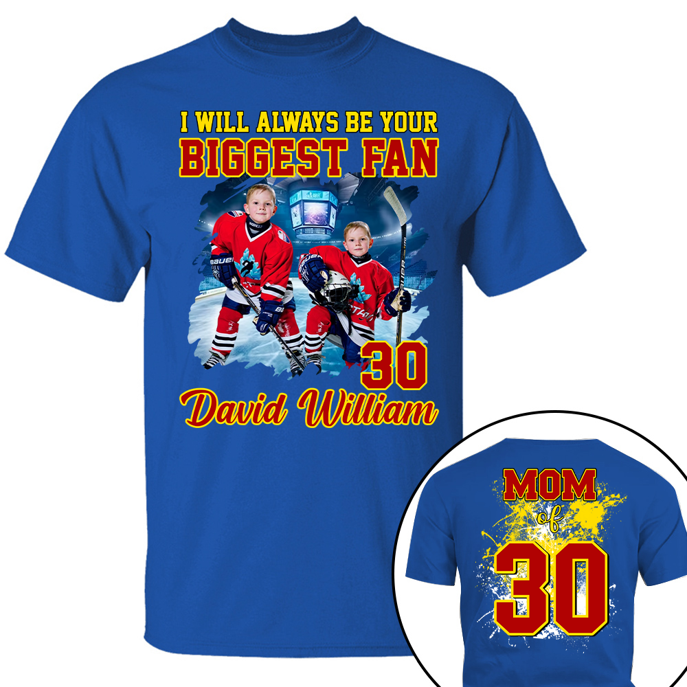 Custom Photo Softball Player I Will Always Be Your Biggest Fan Personalized Ice Hockey Shirt Gift Ice Hockey Mom Ice Hockey Dad GameDay