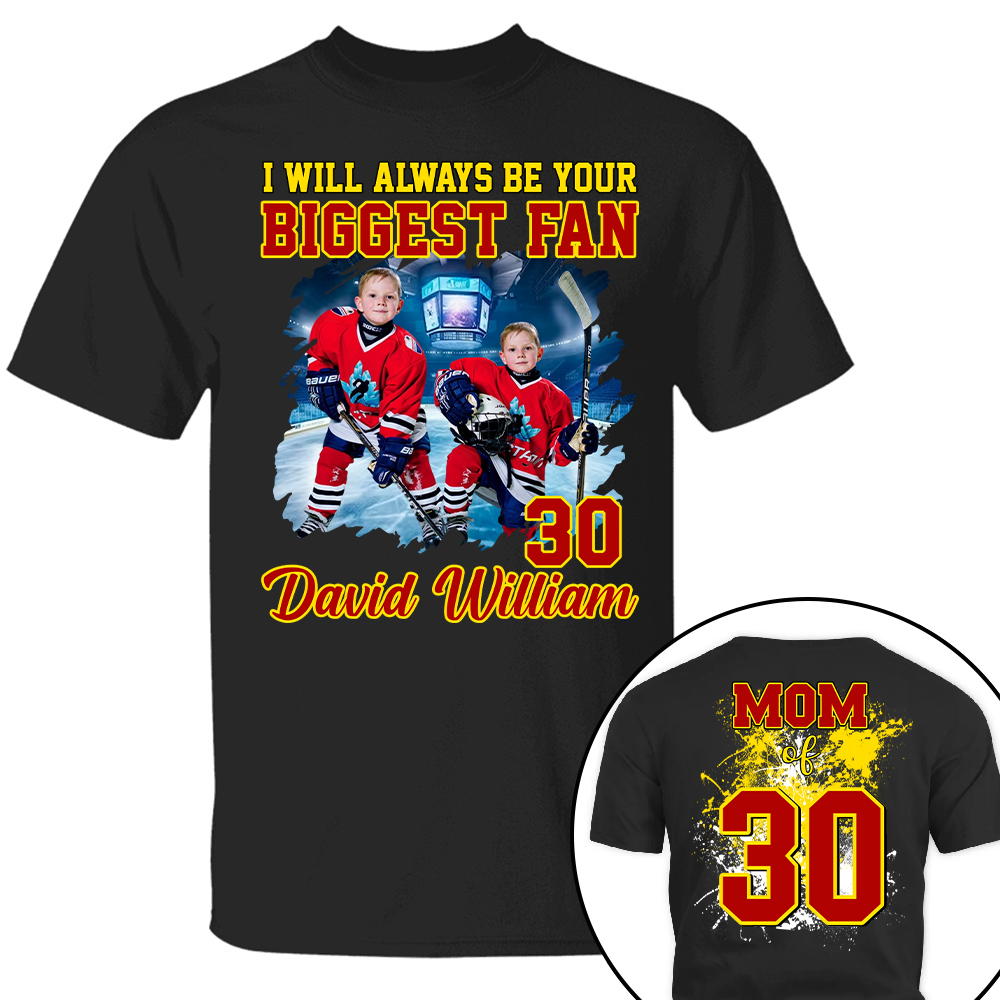 Custom Photo Softball Player I Will Always Be Your Biggest Fan Personalized Ice Hockey Shirt Gift Ice Hockey Mom Ice Hockey Dad GameDay