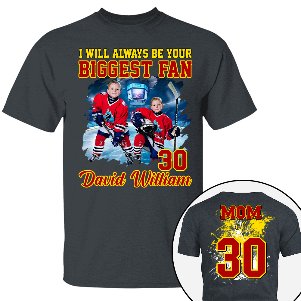 Custom Photo Softball Player I Will Always Be Your Biggest Fan Personalized Ice Hockey Shirt Gift Ice Hockey Mom Ice Hockey Dad GameDay