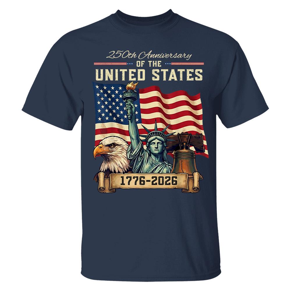 USA 250th Anniversary Flag T-Shirt, Patriotic 4th of July Independence Day Tee Hv01