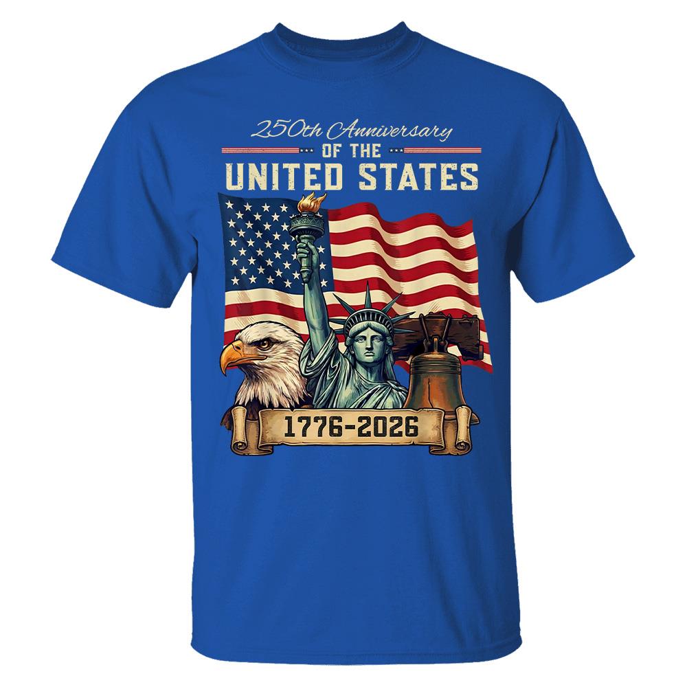 USA 250th Anniversary Flag T-Shirt, Patriotic 4th of July Independence Day Tee Hv01