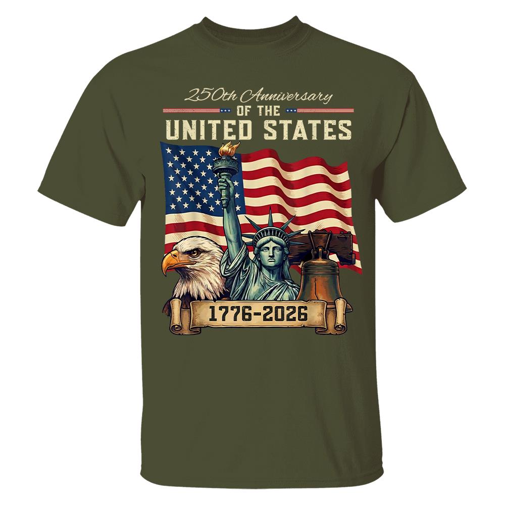USA 250th Anniversary Flag T-Shirt, Patriotic 4th of July Independence Day Tee Hv01